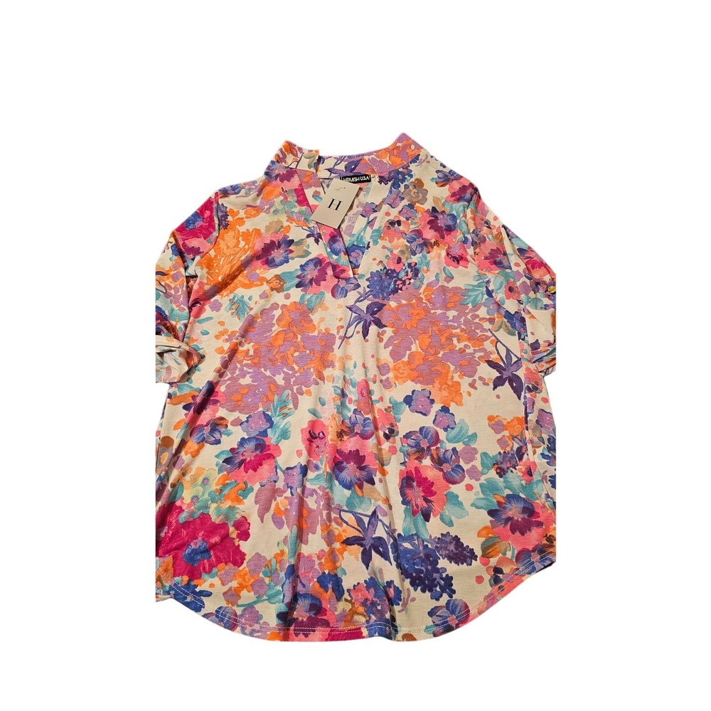 Hemish U.S.A multicolor‎ floral women's blouse size small NWT